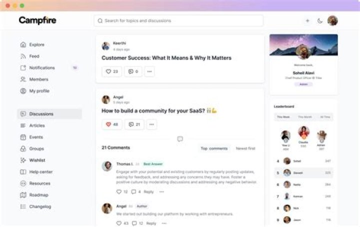 Fan community platform features and forum threads