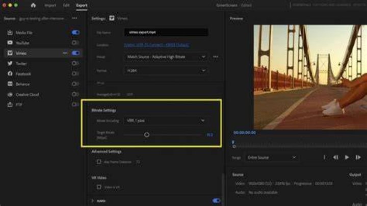 Video file preparation upload quality settings