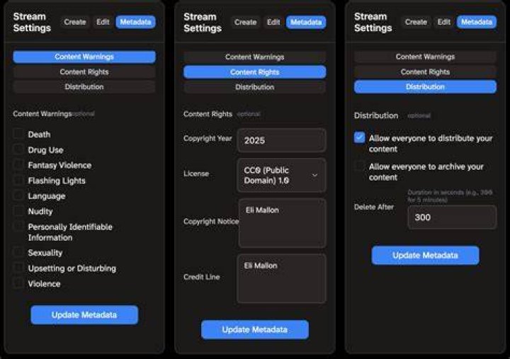 Key concepts in webcam stream archiving including VOD and metadata