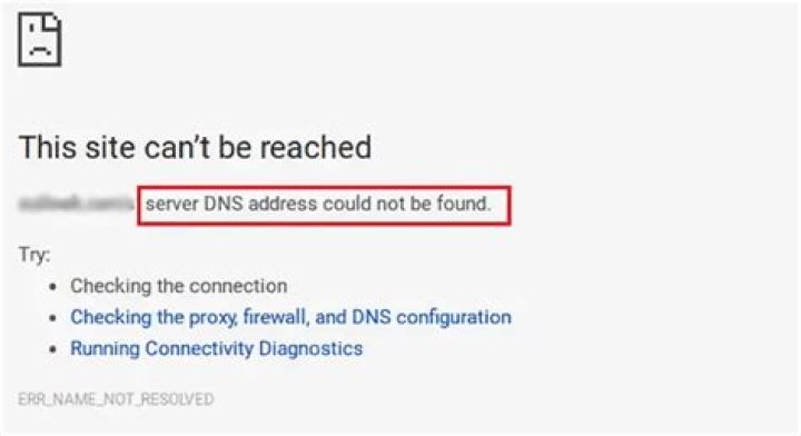 Website not loading DNS error in browser